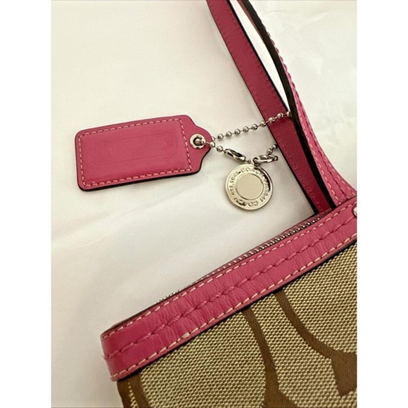 COACH F13548 - Legacy Signature Canvas Brown Pink Y2K Authentic Shoulder Tote - Picture 11 of 13